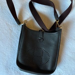Hermes Evelyne Mini TPM Dark Chocolate, Gold Hardware